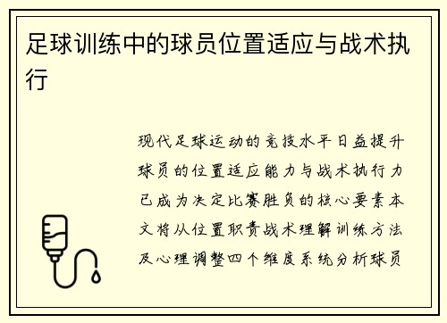 足球训练中的球员位置适应与战术执行